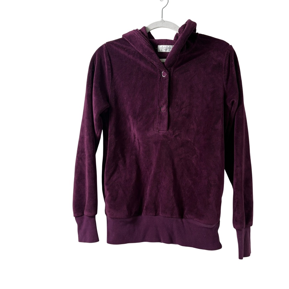 Daniel Buchler Fleece Hoodie Womens S Purple Snap Neck Plush Loungewear Pullover